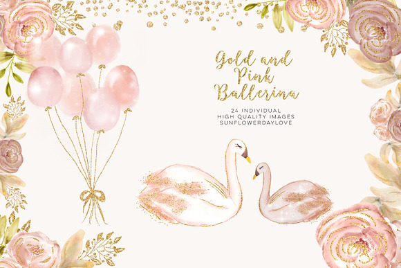 Princess Ballerina Pink Gold in Illustrations - product preview 3