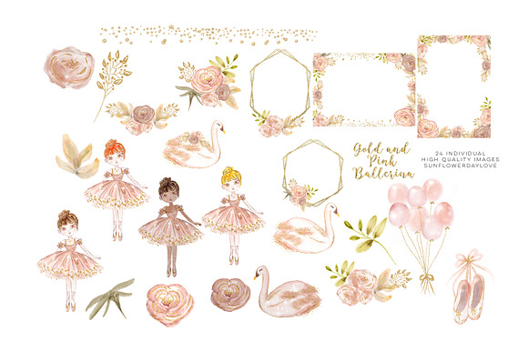Princess Ballerina Pink Gold in Illustrations - product preview 4