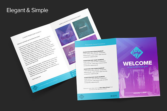 Simple Church Bulletin Shell Bifold in Brochure Templates - product preview 2
