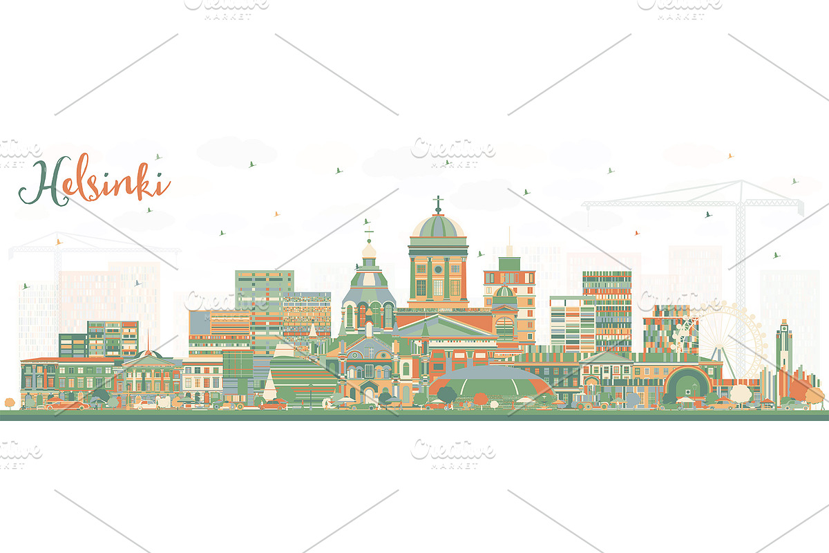 Helsinki Finland City Skyline in Illustrations - product preview 8
