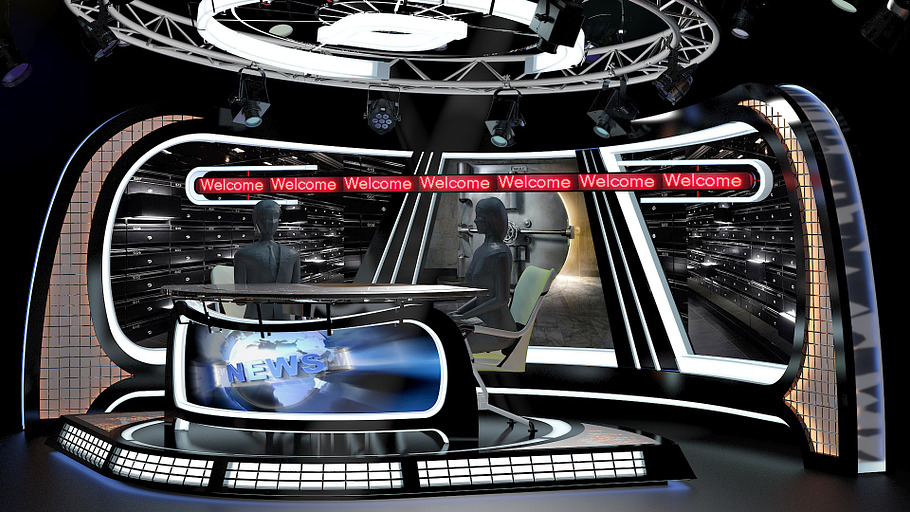 Virtual TV Studio News Set 34 in Architecture - product preview 4