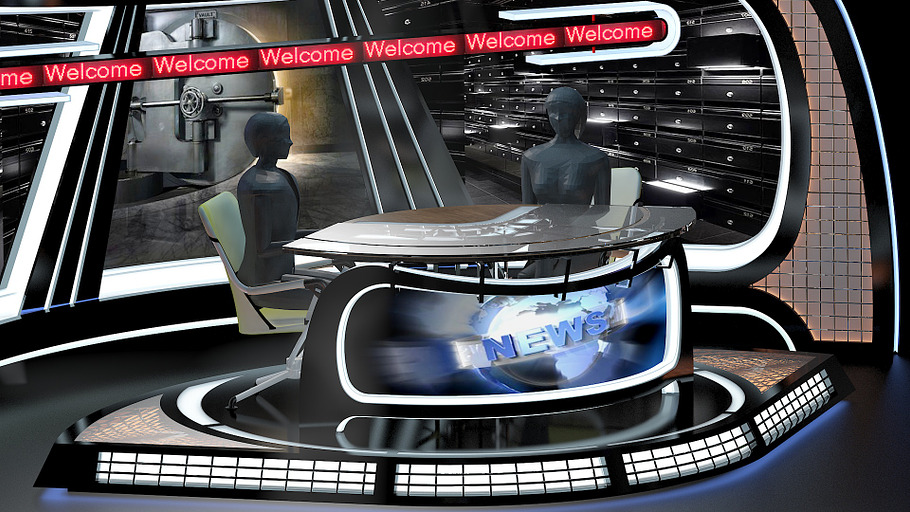 Virtual TV Studio News Set 34 in Architecture - product preview 6