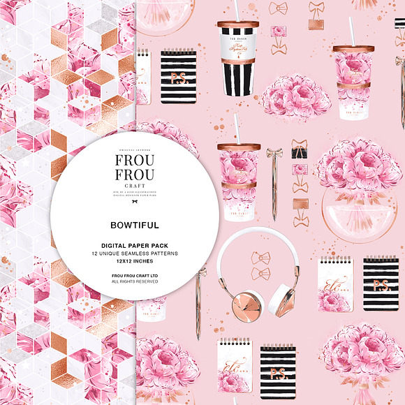 Pink Floral Stationery Paper Pack in Patterns - product preview 4