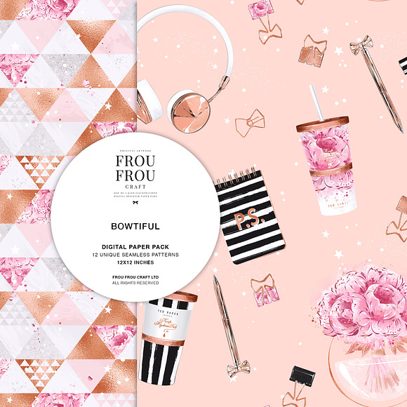 Pink Floral Stationery Paper Pack in Patterns - product preview 5