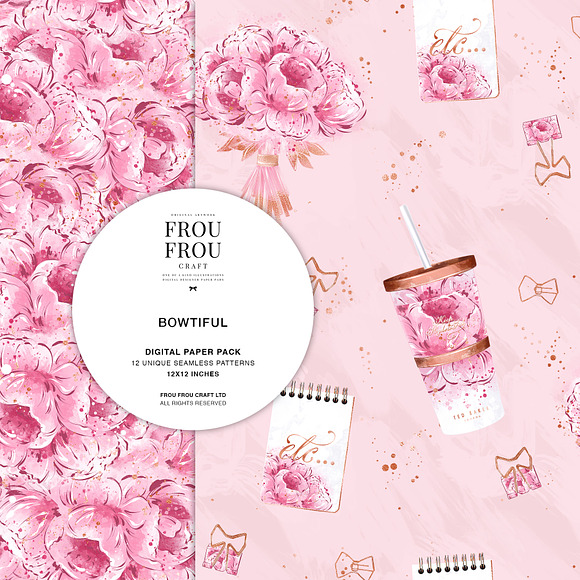 Pink Floral Stationery Paper Pack in Patterns - product preview 6