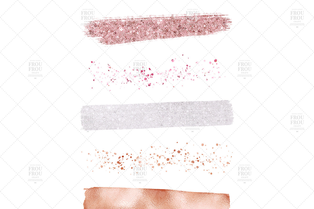 Pink Copper Spray Brush Strokes in Illustrations - product preview 8
