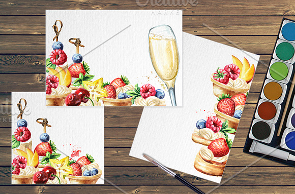 Festive buffet. Watercolor set in Illustrations - product preview 4