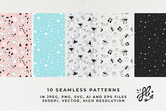 Pastel Christmas patterns in Patterns - product preview 1