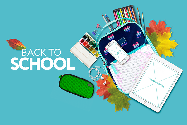 Back to school 2 mockup. Psd & Png