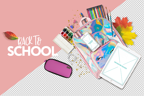 Back to school 2 mockup. Psd & Png in Scene Creator Mockups - product preview 3