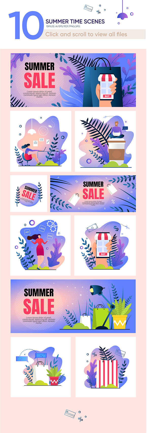 Business Summer Time Scenes in Illustrations - product preview 1