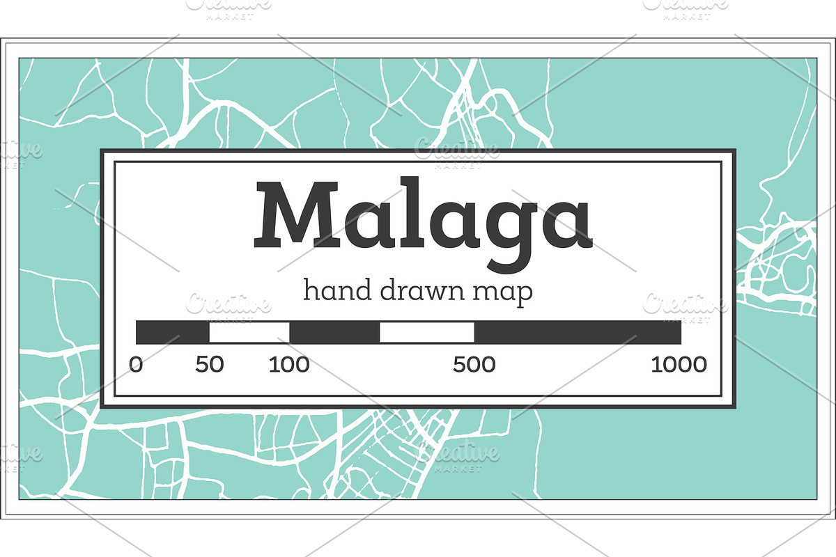 Malaga Spain City Map in Retro Style in Illustrations - product preview 8