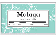 Malaga Spain City Map in Retro Style