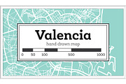 Valencia Spain City Map in Retro