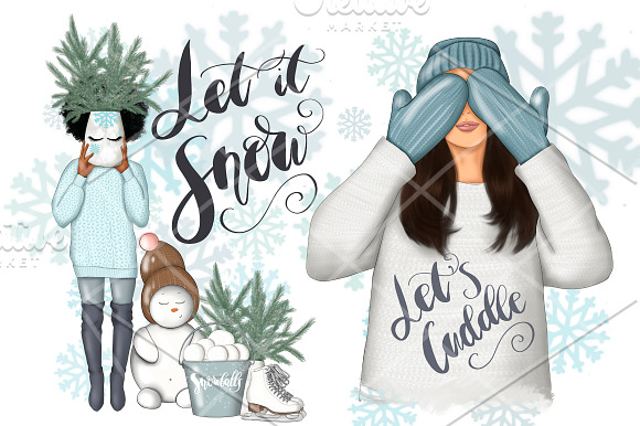 Cuddle Weather Clipart & Patterns in Illustrations - product preview 2