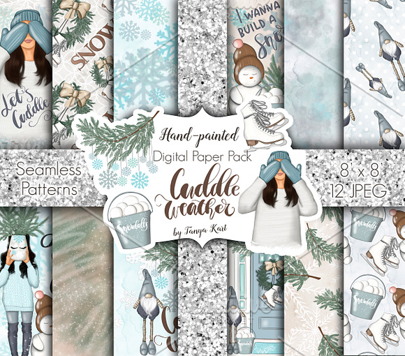 Cuddle Weather Clipart & Patterns in Illustrations - product preview 6