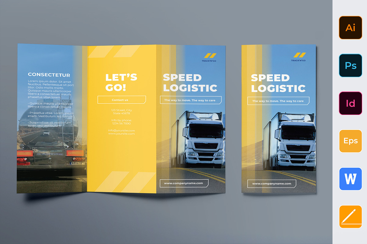 Trucking Logistics Brochure Trifold in Brochure Templates - product preview 8