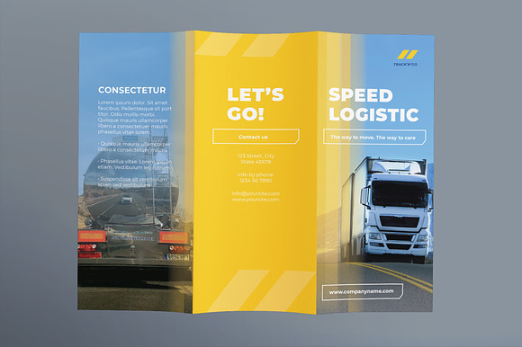 Trucking Logistics Brochure Trifold in Brochure Templates - product preview 1