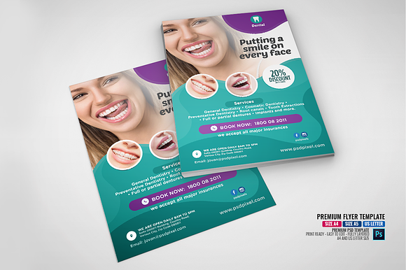 Dental and Cosmetic Dentistry Flyer in Flyer Templates - product preview 2
