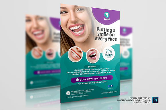 Dental and Cosmetic Dentistry Flyer in Flyer Templates - product preview 3