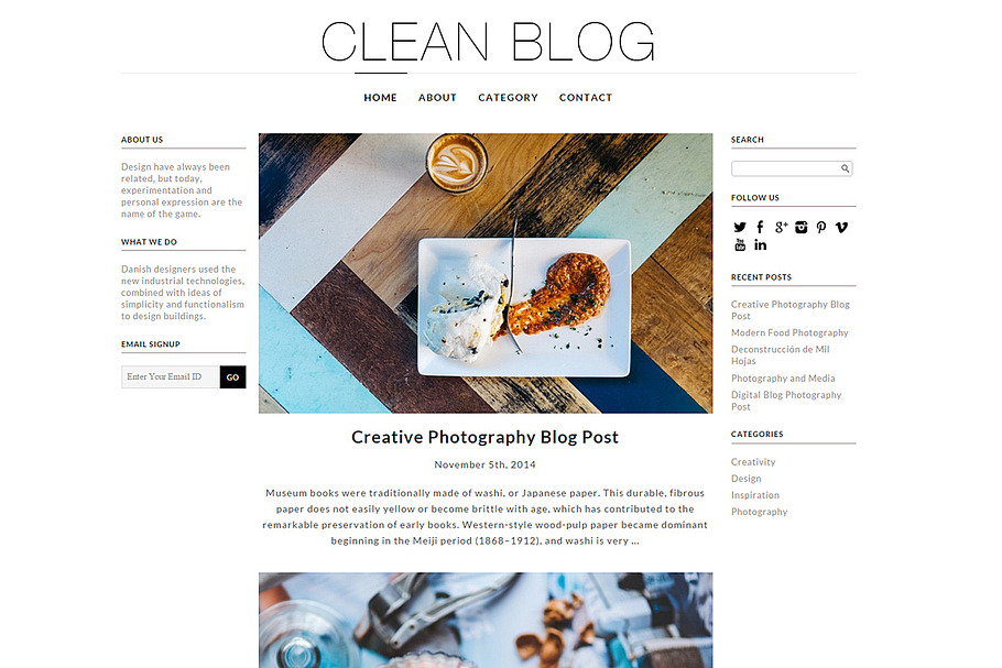 Clean Blog Responsive WP Theme