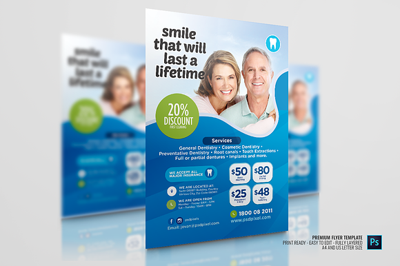Dental Care Services Flyer in Flyer Templates - product preview 2
