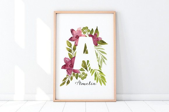 Watercolor Floral ABC | Red Flowers in Illustrations - product preview 1