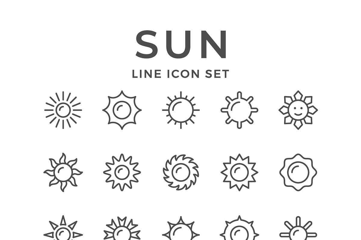 Set Line Icons of Sun in Icons - product preview 8