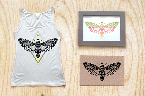 Textured moth in ethnic style in Illustrations - product preview 1