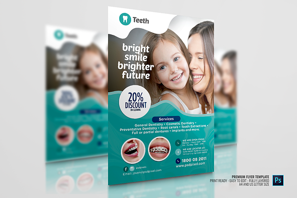 Dental Clinic Flyer in Flyer Templates - product preview 2