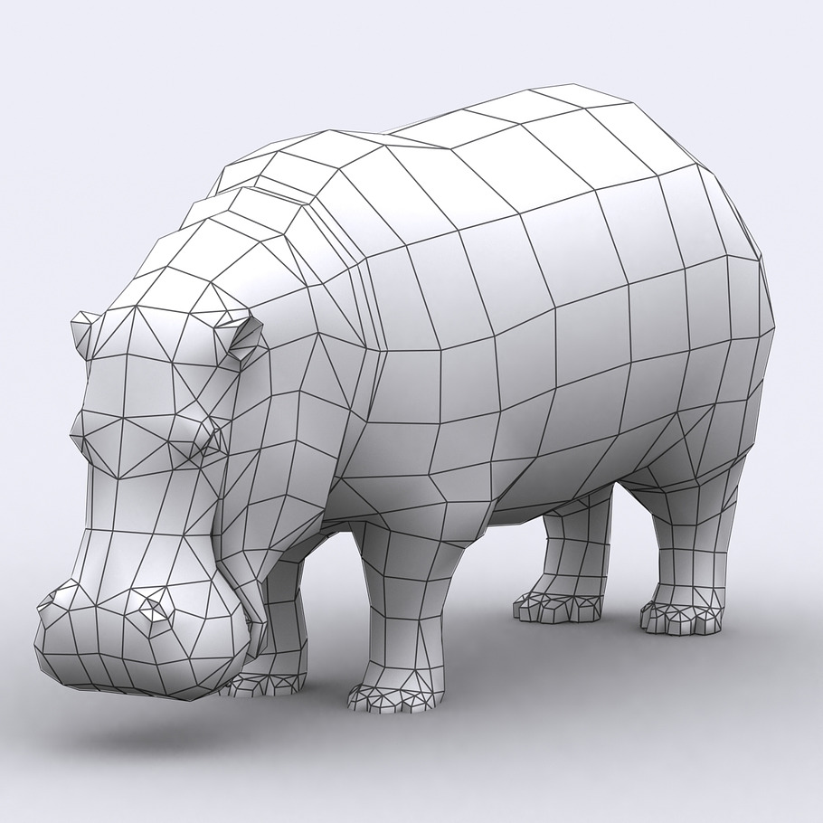 3DRT - Safari animals - Hippopotamus in Animals - product preview 2