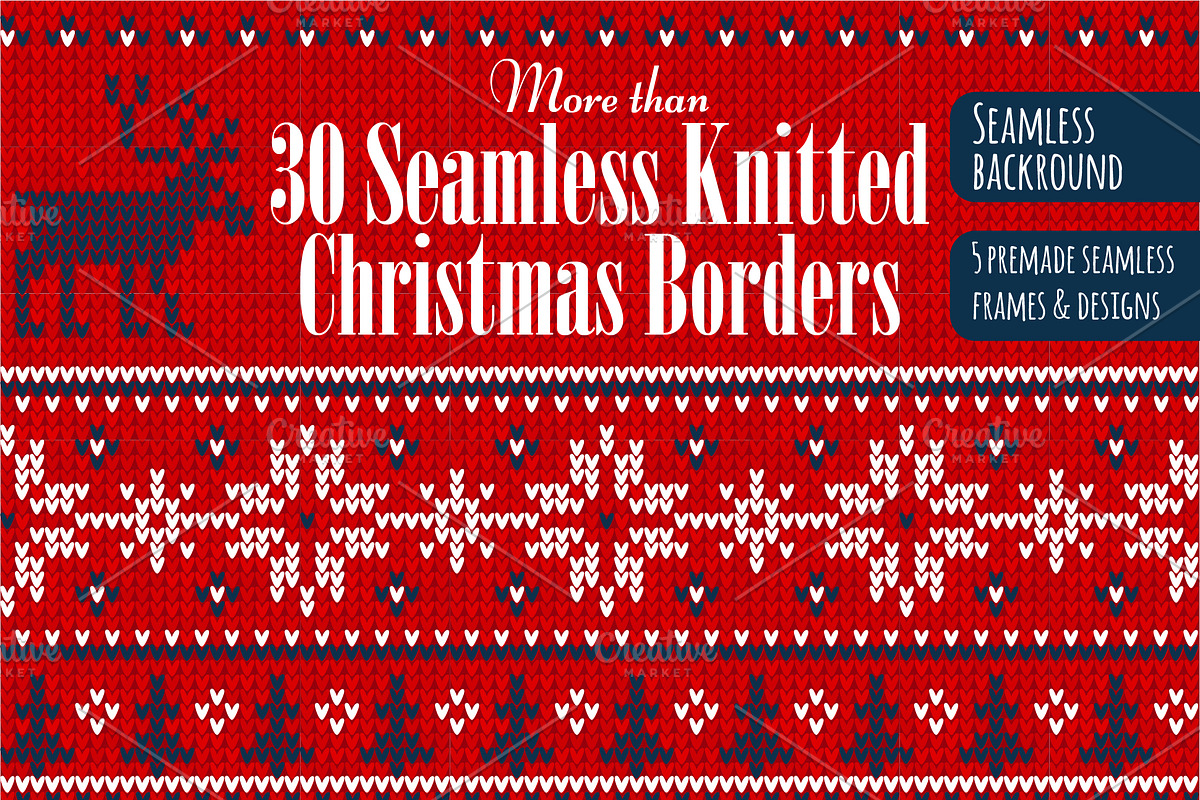 30 Seamless Knitted Borders in Illustrations - product preview 8