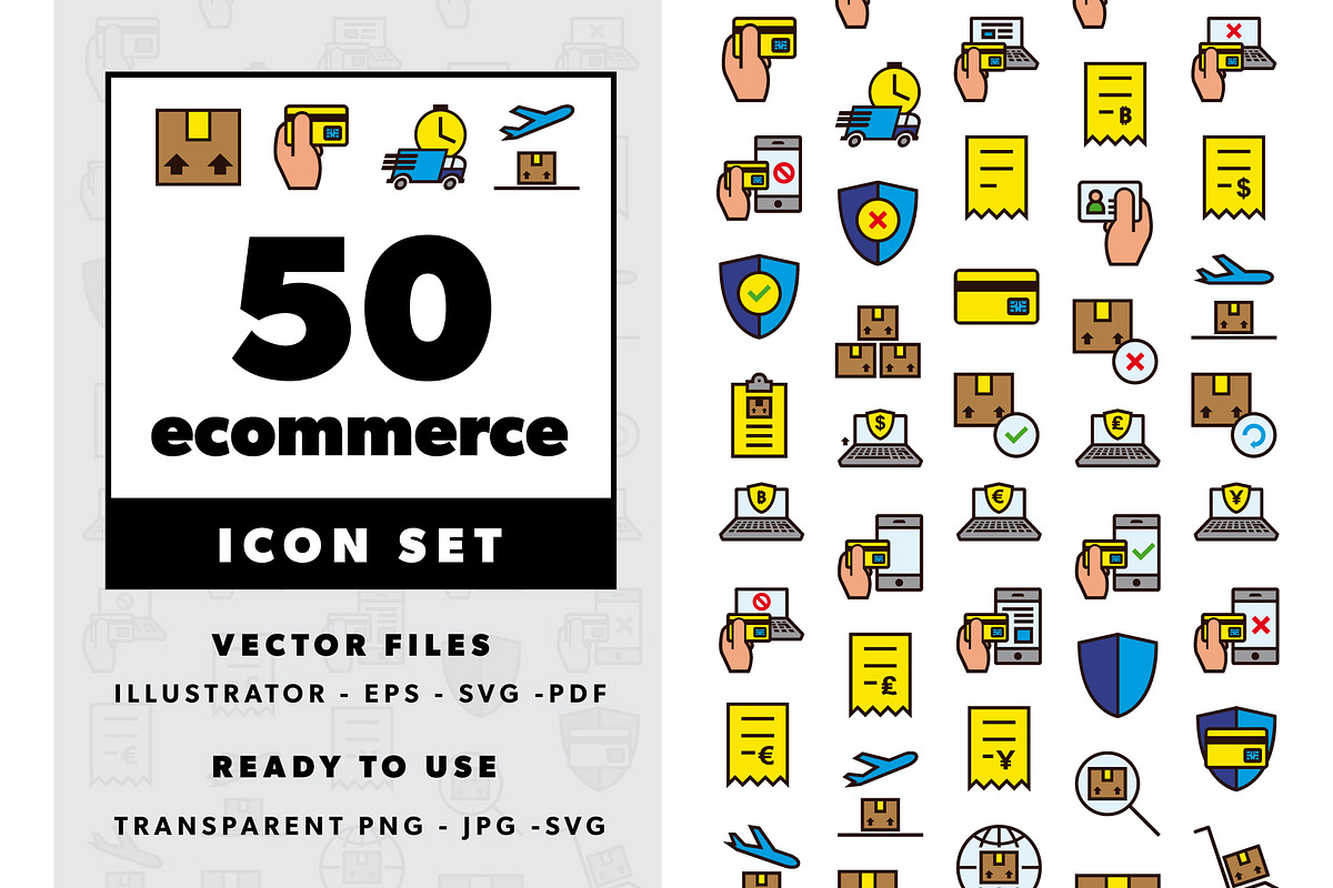 50 Ecommerce Color Icons in Credit Card Icons - product preview 8