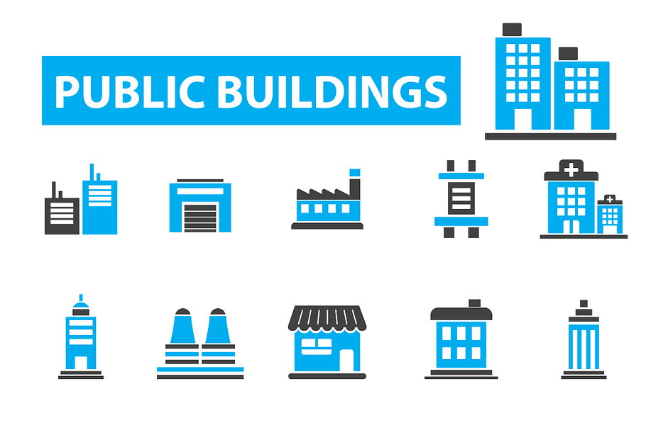 20 public buildings icons
