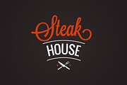 Steak grill bbq logo design.