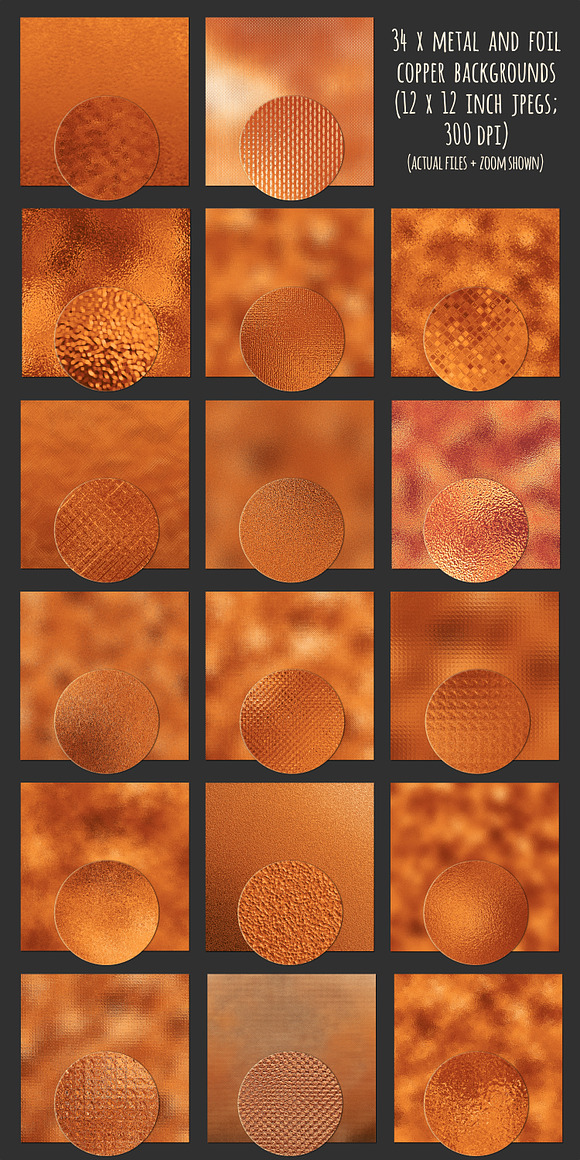 Copper metallic textures bundle in Textures - product preview 2