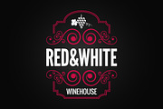 Wine logo red and white label design