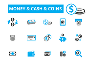 20 money, cash, coins icons