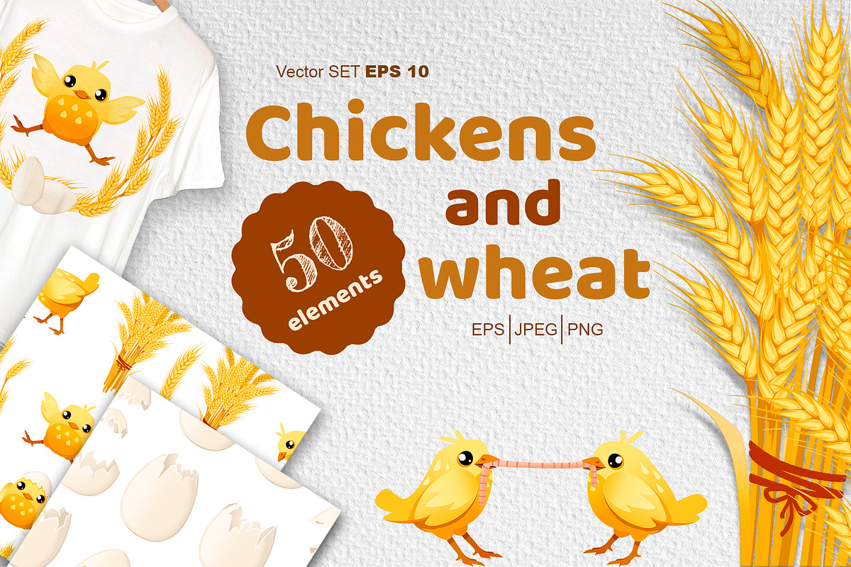Chickens and wheat in Illustrations - product preview 8