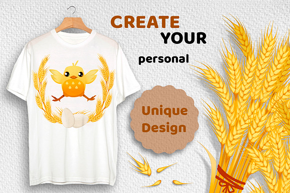 Chickens and wheat in Illustrations - product preview 1