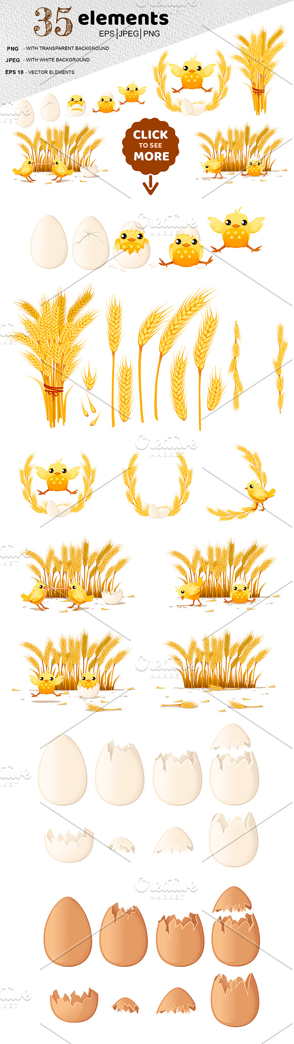 Chickens and wheat in Illustrations - product preview 2