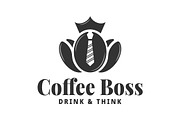 Coffee bean logo.Boss coffee concept