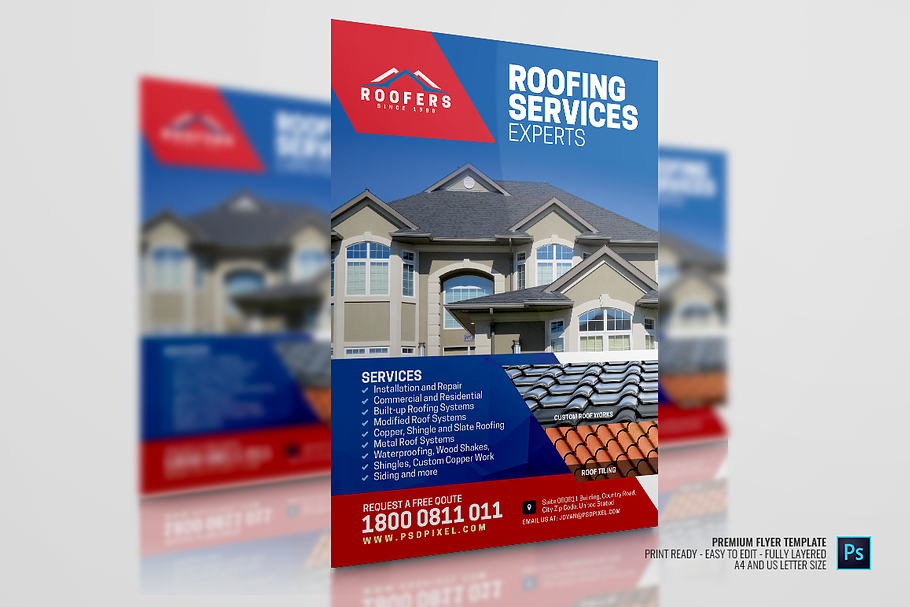Roofing Company Promotional Flyer in Flyer Templates - product preview 8