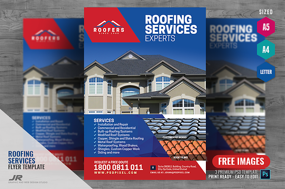 Roofing Company Promotional Flyer in Flyer Templates - product preview 2