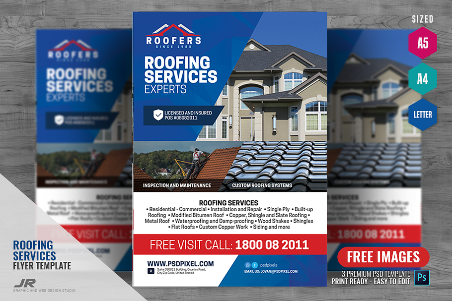 Roofing Installers Flyer in Flyer Templates - product preview 8