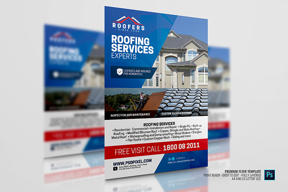 Roofing Installers Flyer in Flyer Templates - product preview 2