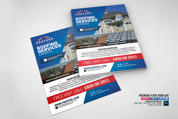 Roofing Installers Flyer in Flyer Templates - product preview 3