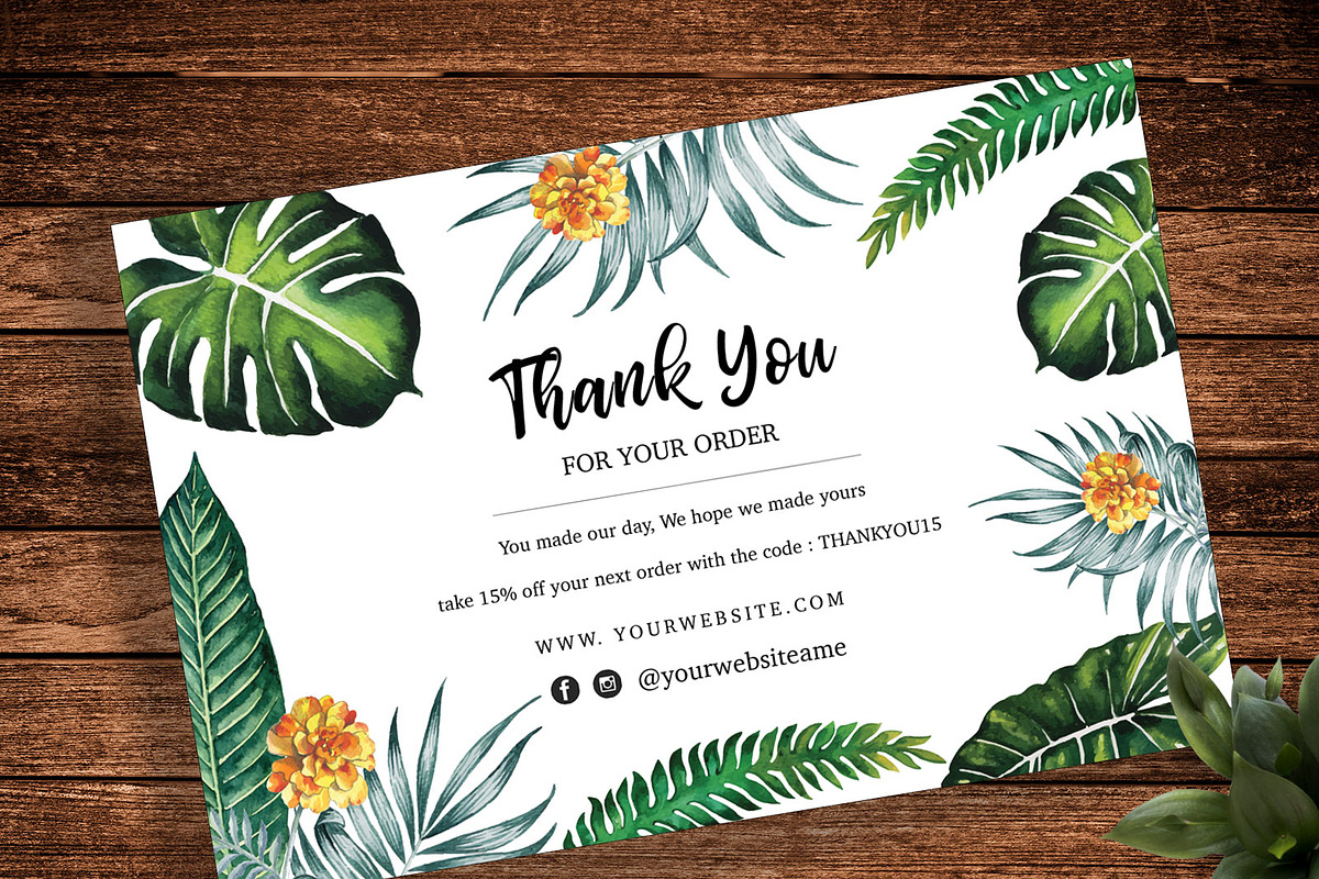Tropical thank you card ID07 in Stationery Templates - product preview 8