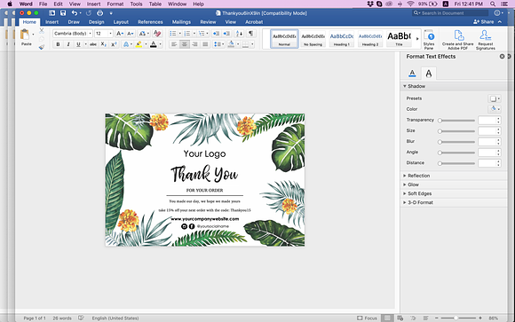 Tropical thank you card ID07 in Stationery Templates - product preview 2