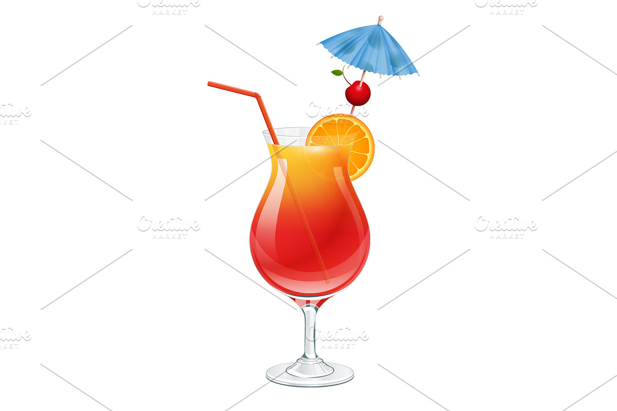 Tequila sunrise cocktail in Illustrations - product preview 8